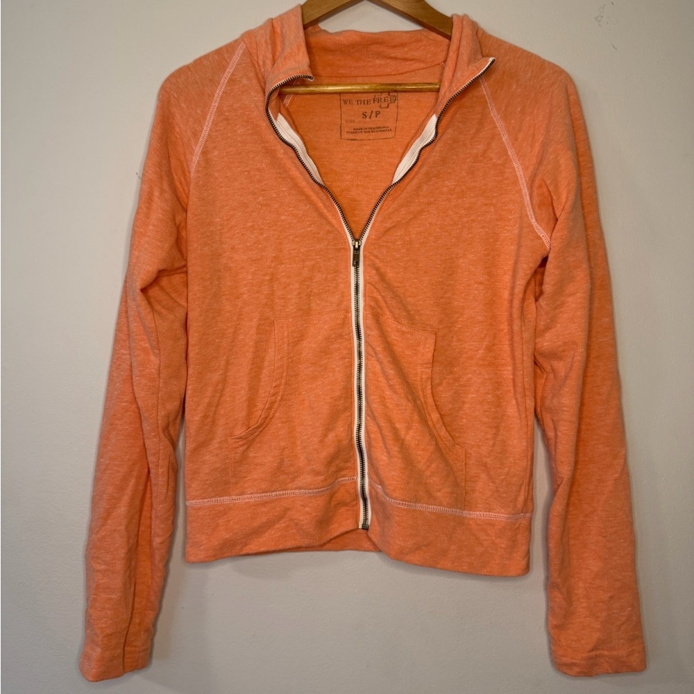 We The Free Zip Up Hoodie Small Peach Coral Lightweight Free People Sweatshirt